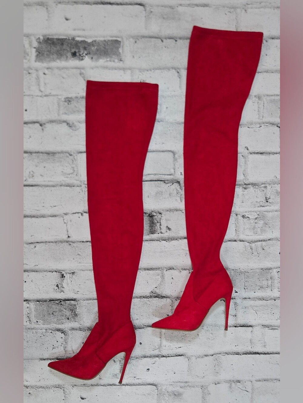 Steve Madden Dominique Red Thigh High Stiletto Boots Size 6M